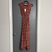 Natalie Martin Fiore Long Red/ Biege dress NWT picture