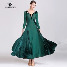 K18 1884 Women Velvet Ballroom Dance Dress Modern Waltz Tango Standard picture