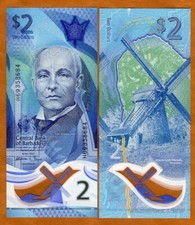 Barbados, $2, 2022, P-New, Polymer, UNC New Design picture