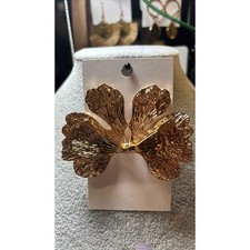 #28. Gold-tone Unique layered dimensional petal design earrings picture