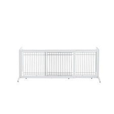 Richell Freestanding Pet Gate, Large, Origami White Hardwood Freestanding Adjust picture