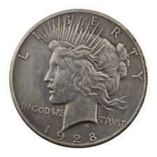 Key Date 1928 P Peace Dollar Us Silver Coin Vf+ Details Philadelphia Mint picture