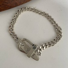Solid 925 Sterling Silver Bracelet for Women | Vintage Handmade Simple Bangle picture