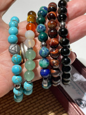 Gemstone 8mm Bracelet w/ Stainless Steel All Seeing Eye Bead in a Beautiful Box picture