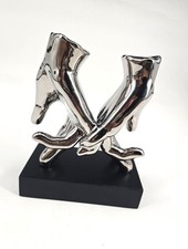 Silver Polystone Modern Silver Abstract Hands Sculpture - Home Art NEW picture