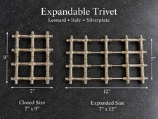 Vintage Leonard Italy Silverplate Expandable Trivet Faux Bamboo 7x9 to 7x12 picture