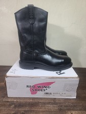 VTG NOS Red Wing Pecos 2253 Steel Toe Black Leather Work Western Boots 8E2 NICE picture