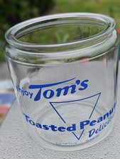 Vintage Tom's Toasted Peanuts Delicious Glass Store Jar NO LID Mercantile 1950s picture