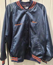 Vintage Roadway Express Satin Jacket XL USA Made Truck Driver Bomber Blue picture