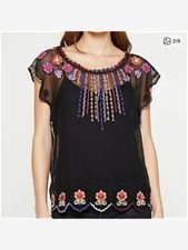 Anthropologie Vanessa Virginia Floral Embroidered Blouse Size Small Multicolor picture