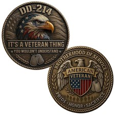 DD-214 Veteran Thing Challenge Coin Brotherhood Of Service Collectable 1-pc picture
