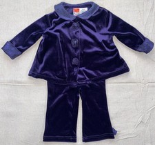 Vintage McKids Deep Purple Floral Velour Girls 2 Piece Top & Bottom Outfit 12M picture