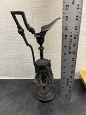 Antique Victorian Neoclassical Metal Mantle Ewer Candlestick Holder picture