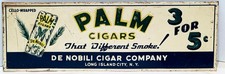 Vintage Tin Embossed Palm Cigars Sign Long Island City, N.Y. 19 1/8