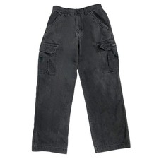 Vintage Unionbay Baggy Cargo Pants Jeans 31x32 Faded Black Y2K Grunge 90s FLAWS picture