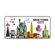 New York City, Statue of Liberty, Taxi, Empire State Souvenir License Gift Plate picture
