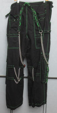 VINTAGE TRIPP NYC BLACK LIME RAVER PANTS CHAINS 2XL Y2K (C155) picture
