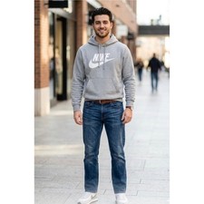 Nike Sportswear Club Fleece Hoodie Mens Medium Gray White Futura Logo Pullover picture