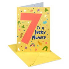 7th Birthday Card for Kids Lucky Number Seven Greeting Card with Envelope picture