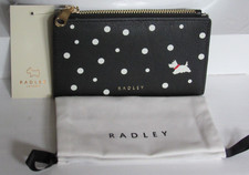 Radley London SPOTTY RADLEY Medium Leather Top Zip Wallet Purse Black NWT $88 picture