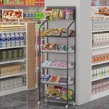 5 Tier Retail Display Rack, Metal Supermarket Snack Rack Organizer with Hooks picture