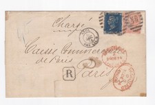 1874 QV 4d + 2d BLUE STAMP PLATE14 ON WRAPER TO PARIS SCARCE R REGISTERED CHARGÉ picture