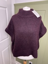 Mint Velvet Burgundy Fluff Stand Neck T-shirt Size XL Wool Alpaca BNWT AW26 picture