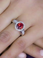 3.00Ct Oval Cut Natural Red Ruby & Diamond 14K White Gold Luxurious  Ring picture