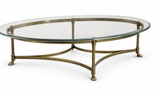 Vintage  La Barge Hollywood Regency Brass & Glass Coffee Table Hoff Feet picture