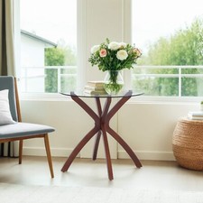 ivinta Round Glass Dining Table for 4, 31.5-Inch Kitchen Table picture