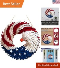 4th of July Large Eagle Wreath Door Sign - Timeless Patriotic Decor in Wood picture