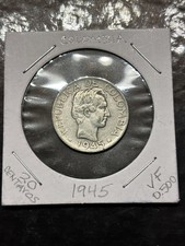 Colombia 1945-B 20 Centavos 0.500 Silver Coin VF Condition. picture