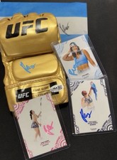 Ailin Perez Signed Flag + Autograph Official UFC Glove + 3 Auto Cards JSA COA picture