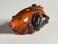Vintage Chinese Amber Bakelite Fish Snuff Bottle picture