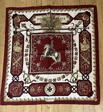Vintage HERMES Ludovicus Magnus Silk Scarf 90 Louis XIV De La Perriere Burgundy picture