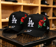 MLB Los Angeles Dodgers Black Rose Embroidery Adjustable Baseball Cap picture