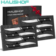 HAUSHOF 8PC Steak Knives Sets Stainless Steel Premium Serrated Steak Knife w/Box picture