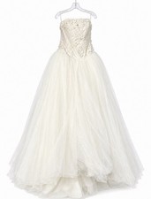 Vera Wang White Classic Wedding Dress Tulle Ball Gown Floral Size 10 Vintage picture