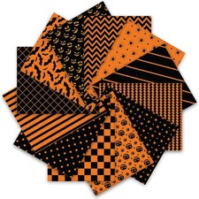 Whaline 12Pcs Halloween Cotton Fabric Bundles 18 x 22 Inch 18x22inch, Orange  picture