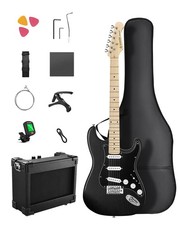🎸Donner DST-80 Electric Guitar With Amp Bag Strap Tuner Solid Body SSS Pickup picture