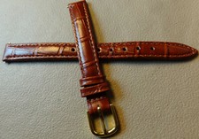 Ladies Brown Simulated Crocodile Genuine Leather Fits Any 11mm Reg Watch Band picture