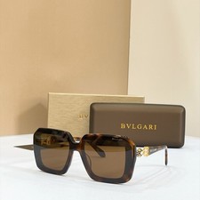 BVLGARI BV40006I Tortoise Square Sunglasses Brown Lens Serpenti 52‑19‑140 Women picture
