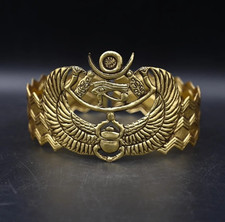 Authentic Ancient Egyptian Antiquities Copper Scarab Crown Amulet Egyptian BC picture