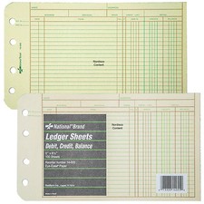 National Brand 14-055 Ledger Sheets, 5 x 8-1/2