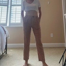 Monoprix Femme Pants Trousers 100% Lino Linen Pink  size 36 XS picture