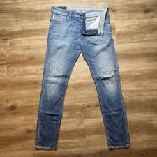 Diesel Tepphar Jeans Mens 32x32 Blue Slim Carrot Distressed Stretch Denim 0859A picture