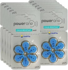 Power One Size 675 MERCURY FREE Hearing Aid Batteries (60 batteries) picture