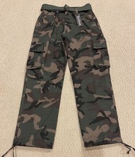 NWT Men’s Nathan Woodland Green Camouflage Belted Cargo Pocket Pants ALL SIZES picture