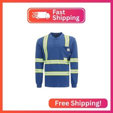 BOCOMAL Men's FR Shirts Hi-Vis Reflective Flame Resistant 7oz Safety Henley picture
