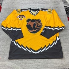 VTG Starter Boston Bruins Pooh Bear Jersey 2XL XXL Yellow Black Patch Mens 90s picture
